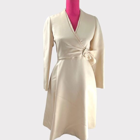 Nat Kaplan Vintage Ivory Wrap Dress - Picture 1 of 8